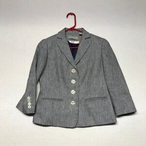 Liz Claiborne Petite Gray Herringbone Blazer Jacket Size 2